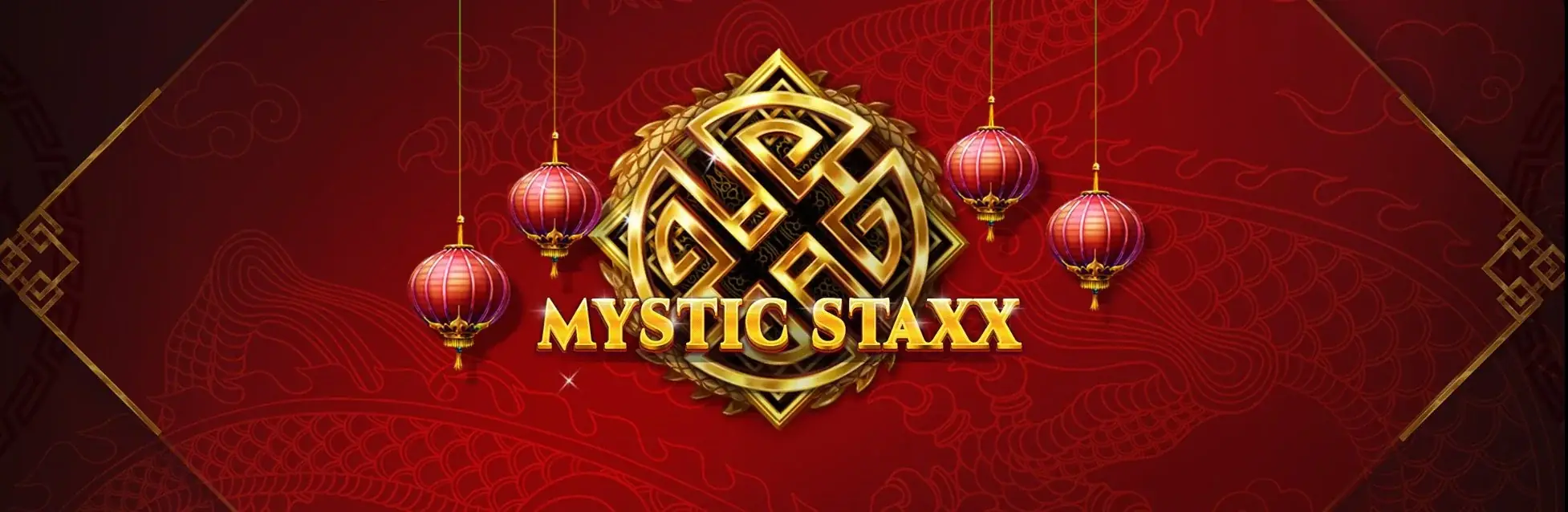Banner do slot Mystic Staxx com lanternas douradas em fundo vermelho da Red Tiger Gaming